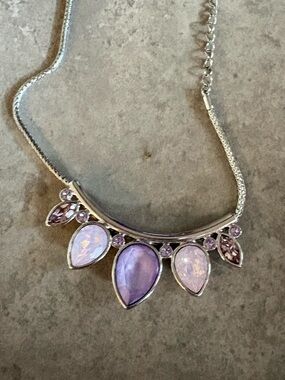 Lavender Teardrop Pendant Necklace - Silver Tone Women’s Jewelry